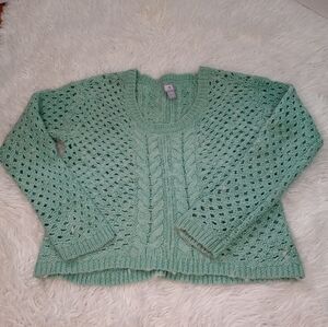 JCP  Cable-knit Turquoise Cropped Women's Sweater Size PXL Pullover